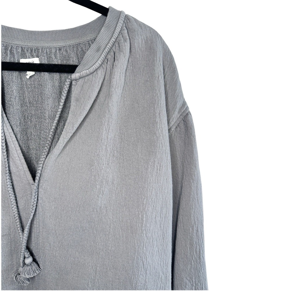 Aerie Easy Street Sweatshirt XS Gray Oversized Slouchy Tunic Tassel Coastal Boho - Picture 5 of 12